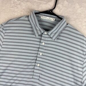 Criquet Polo Shirt Mens XL Blue Striped Performance Pima Stretch Golf Casual